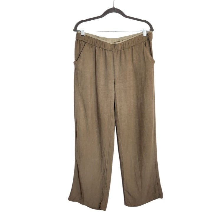 Coldwater Creek Brown Silk and Linen Blend Full Leg Pants Size Medium