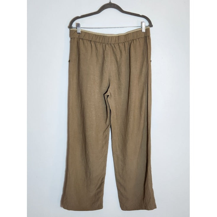 Coldwater Creek Brown Silk and Linen Blend Full Leg Pants Size Medium