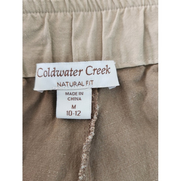 Coldwater Creek Brown Silk and Linen Blend Full Leg Pants Size Medium