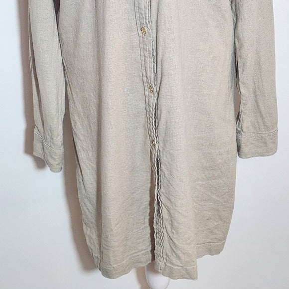 Michael Kors Khaki Linen Blend Mini Shirt Dress with Sash Size Small