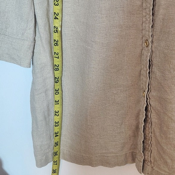 Michael Kors Khaki Linen Blend Mini Shirt Dress with Sash Size Small