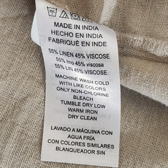 Michael Kors Khaki Linen Blend Mini Shirt Dress with Sash Size Small