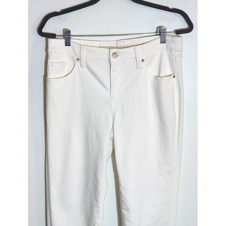 Chico's White Slim Leg Girlfriend Capri Jeans Size 6 Petite