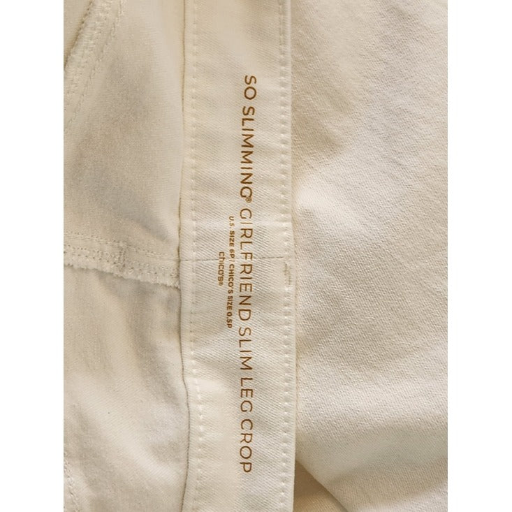 Chico's White Slim Leg Girlfriend Capri Jeans Size 6 Petite