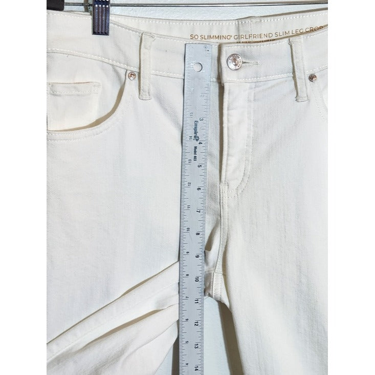 Chico's White Slim Leg Girlfriend Capri Jeans Size 6 Petite