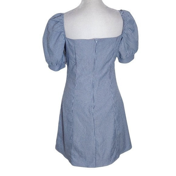 Charlotte Russe Striped Blue Puff Sleeve Mini Dress NWT Size Small