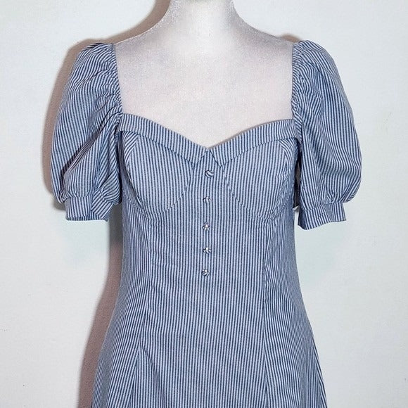 Charlotte Russe Striped Blue Puff Sleeve Mini Dress NWT Size Small