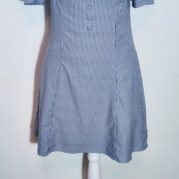 Charlotte Russe Striped Blue Puff Sleeve Mini Dress NWT Size Small