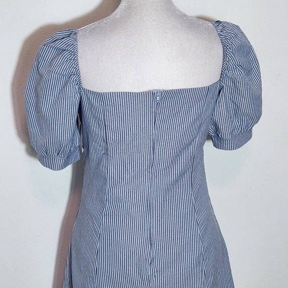 Charlotte Russe Striped Blue Puff Sleeve Mini Dress NWT Size Small