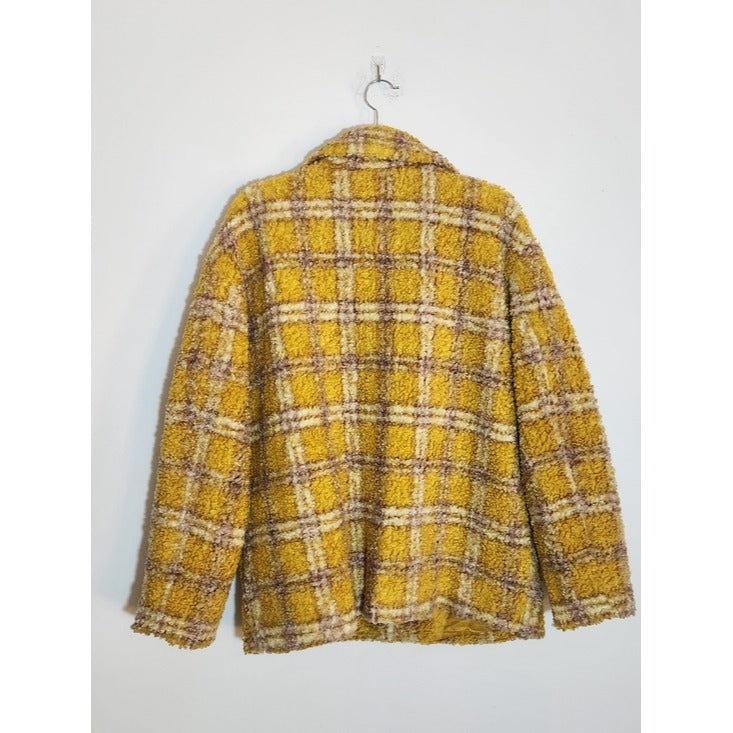 Driftwood Yellow and Purple Plaid Ryan Sherpa Teddy Jacket Size Medium
