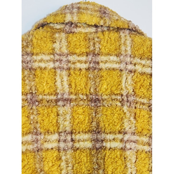 Driftwood Yellow and Purple Plaid Ryan Sherpa Teddy Jacket Size Medium