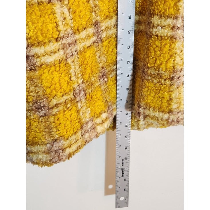 Driftwood Yellow and Purple Plaid Ryan Sherpa Teddy Jacket Size Medium