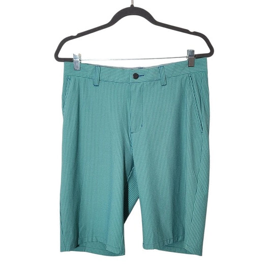Adidas Mens Green and Blue Check Golf Shorts Size 32