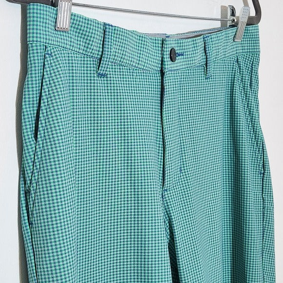 Adidas Mens Green and Blue Check Golf Shorts Size 32