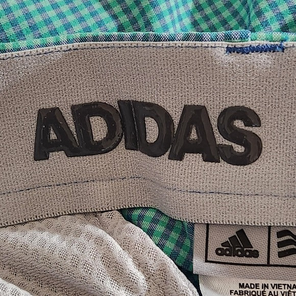 Adidas Mens Green and Blue Check Golf Shorts Size 32