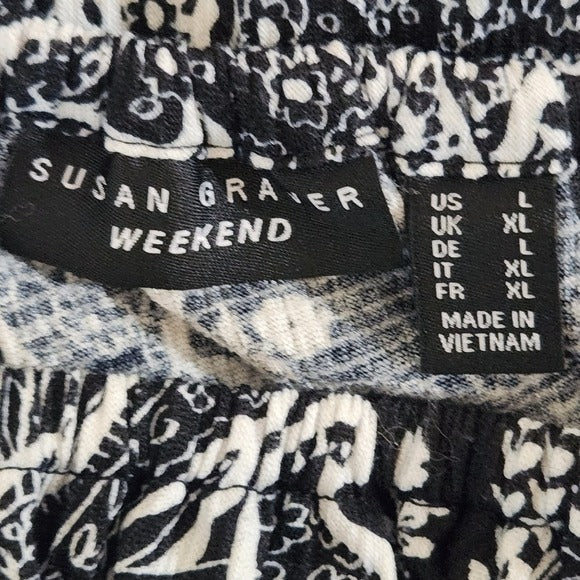 Susan Graver Black and White Paisley Women's Top Size Large