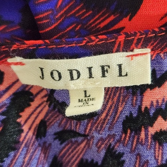 Jodifl Red and Purple Leopard Print Dress with Full Sleeves Size Large