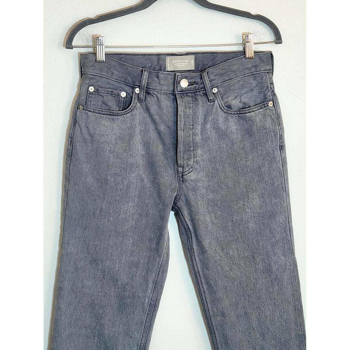 Everlane Gray Straight Leg Jeans Button Fly Size 25 Long