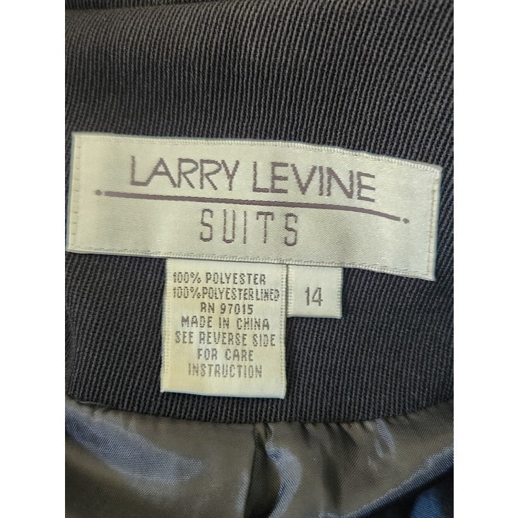 Larry Levine Womens Black Double Breasted Overcoat Size 14