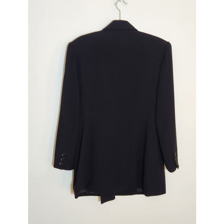 Larry Levine Womens Black Double Breasted Overcoat Size 14