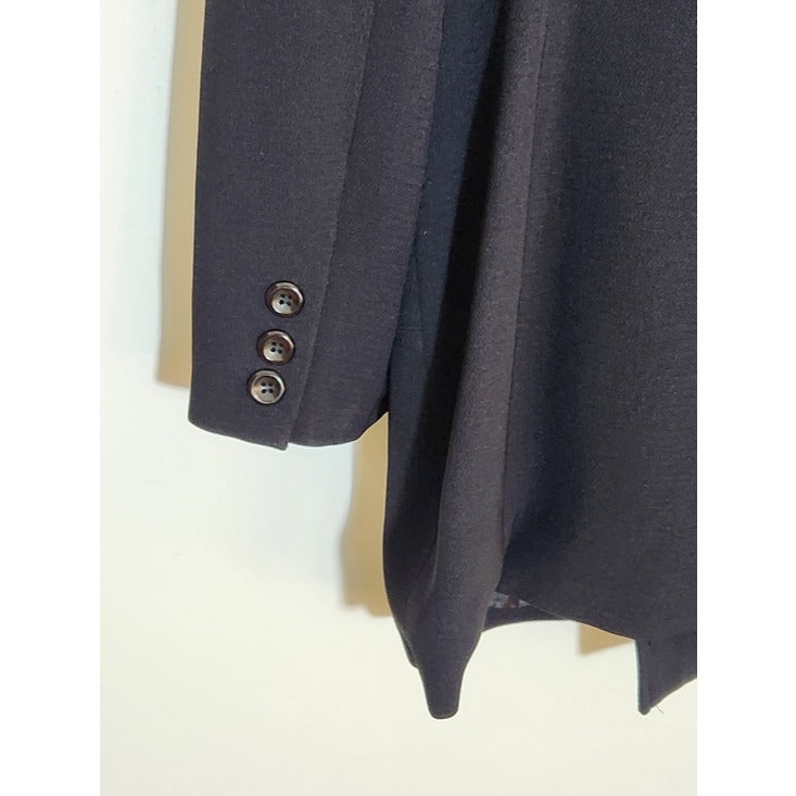 Larry Levine Womens Black Double Breasted Overcoat Size 14
