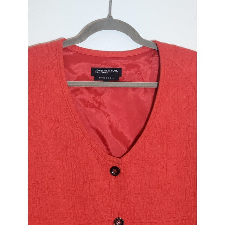 Jones New York Coral Red Textured Blazer Size 16