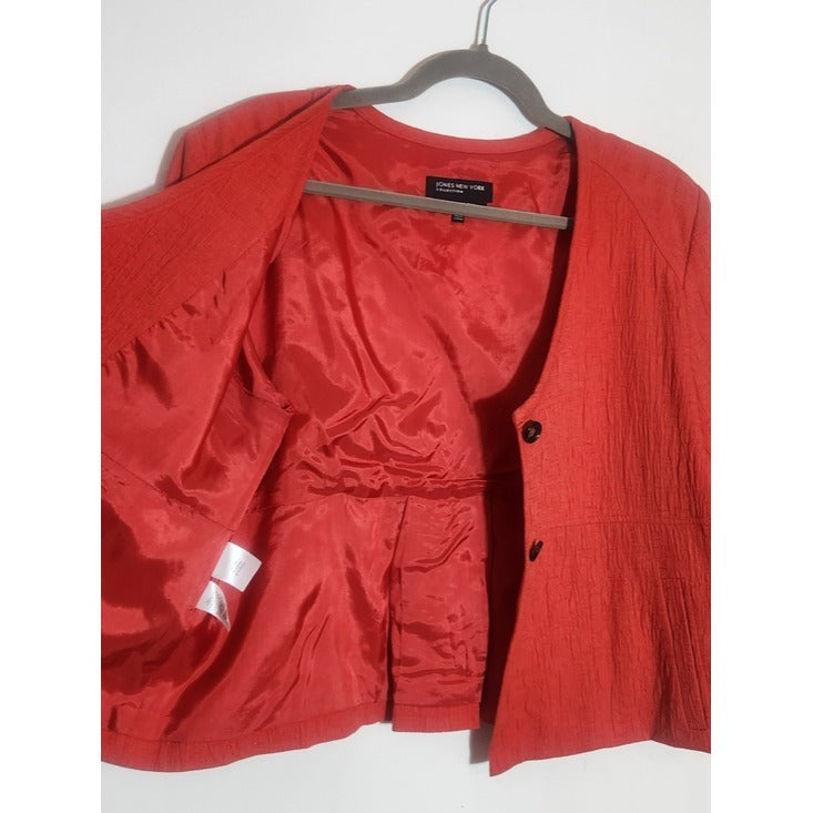 Jones New York Coral Red Textured Blazer Size 16