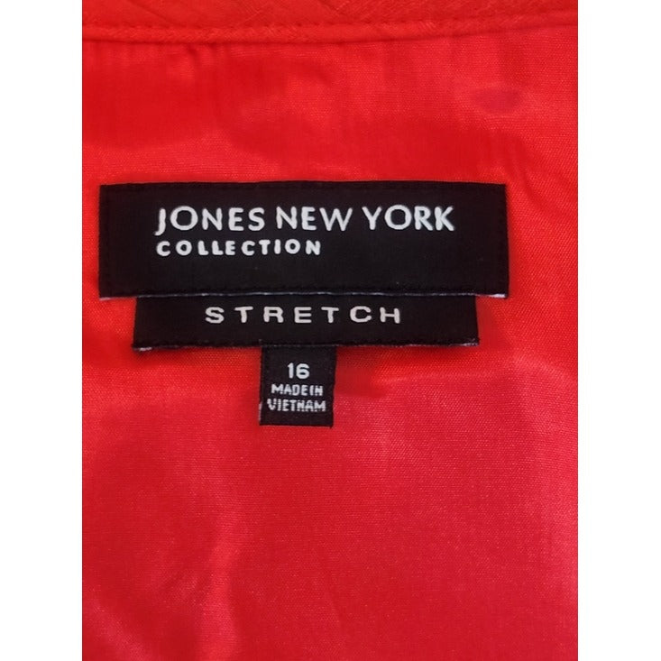 Jones New York Coral Red Textured Blazer Size 16