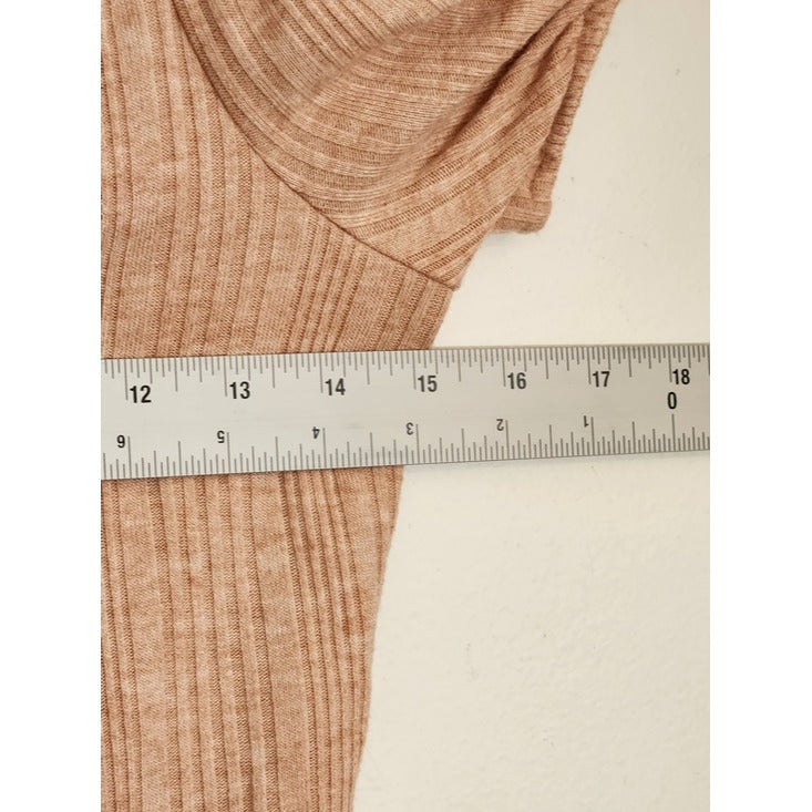 Celebrity Dusty Pink Ribbed Puffy Sleeve Bodysuit Size Medium