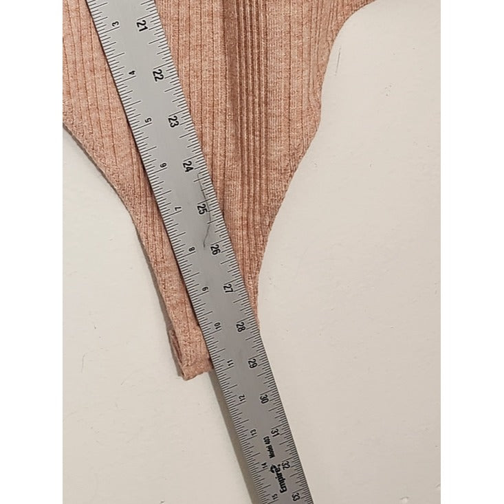 Celebrity Dusty Pink Ribbed Puffy Sleeve Bodysuit Size Medium