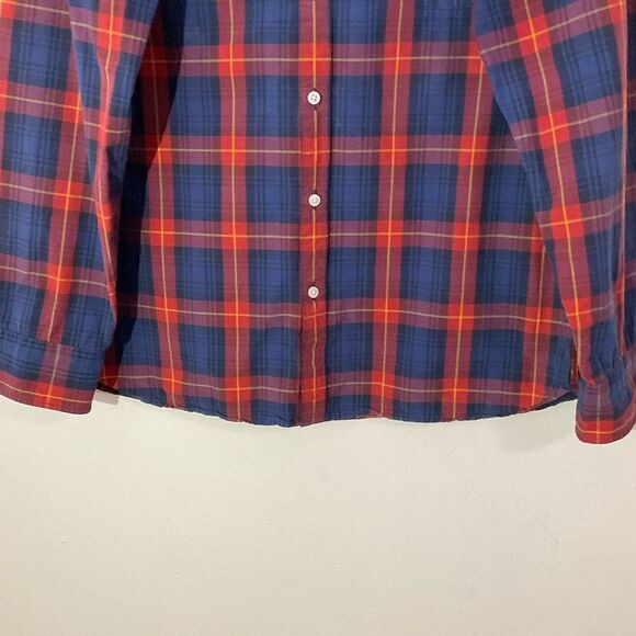 J. Crew Red and Navy Plaid Buttondown Shirt Size Large Preppy Button-Up Shirt
