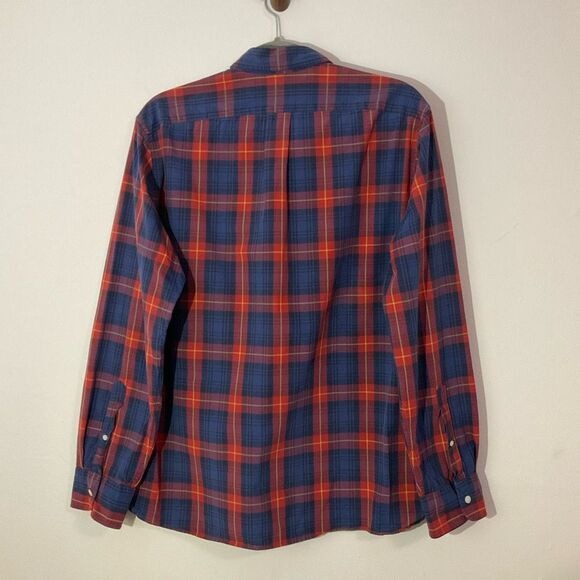 J. Crew Red and Navy Plaid Buttondown Shirt Size Large Preppy Button-Up Shirt