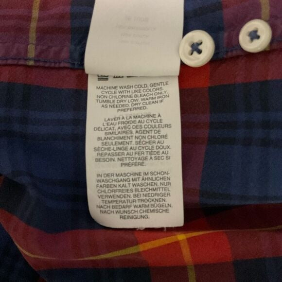 J. Crew Red and Navy Plaid Buttondown Shirt Size Large Preppy Button-Up Shirt