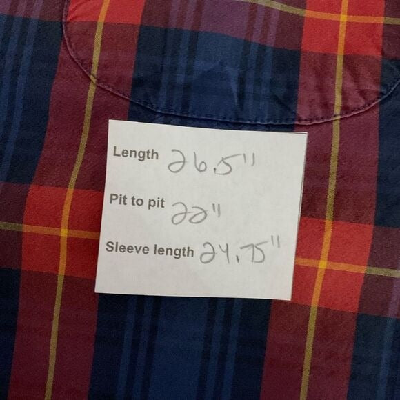 J. Crew Red and Navy Plaid Buttondown Shirt Size Large Preppy Button-Up Shirt