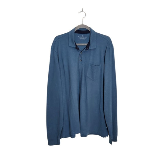 Tailor Vintage Slate Blue Long Sleeve Polo Shirt Size XXL