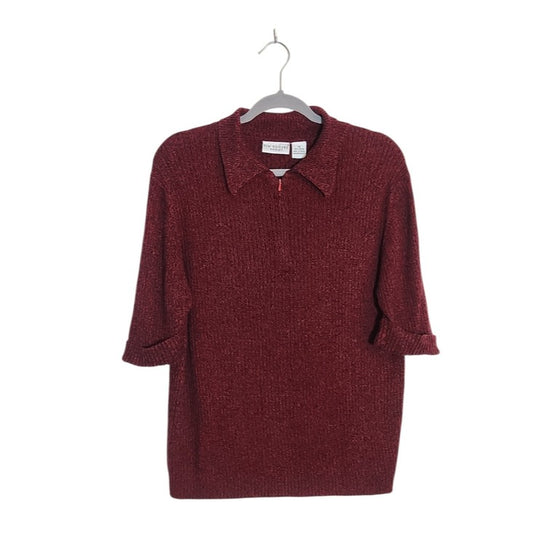 Kim Rogers Red Short Sleeve Polo Sweater Size 1X