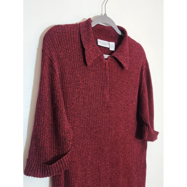 Kim Rogers Red Short Sleeve Polo Sweater Size 1X