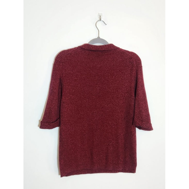 Kim Rogers Red Short Sleeve Polo Sweater Size 1X