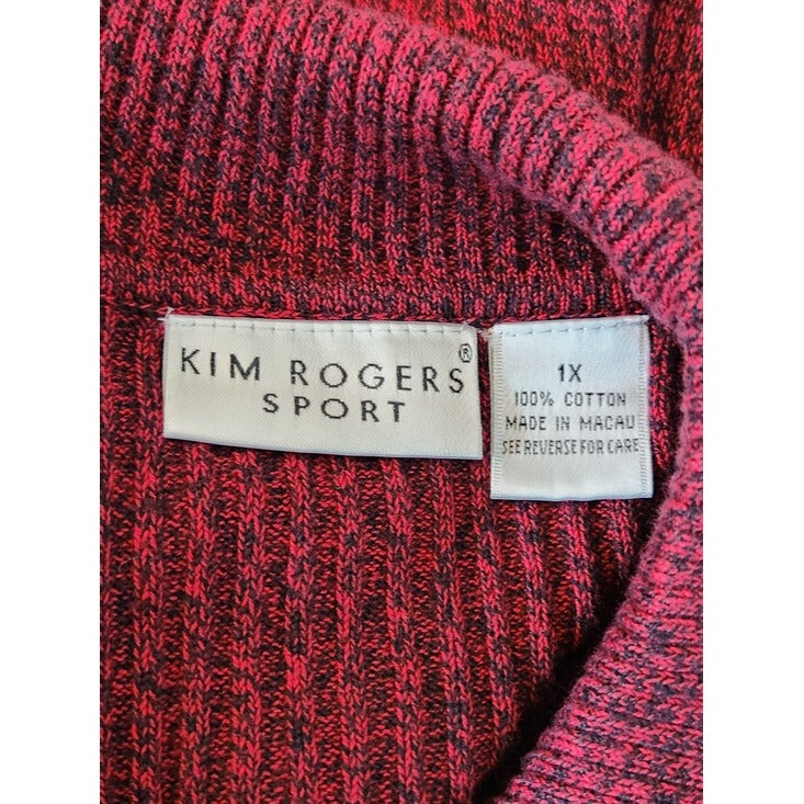 Kim Rogers Red Short Sleeve Polo Sweater Size 1X