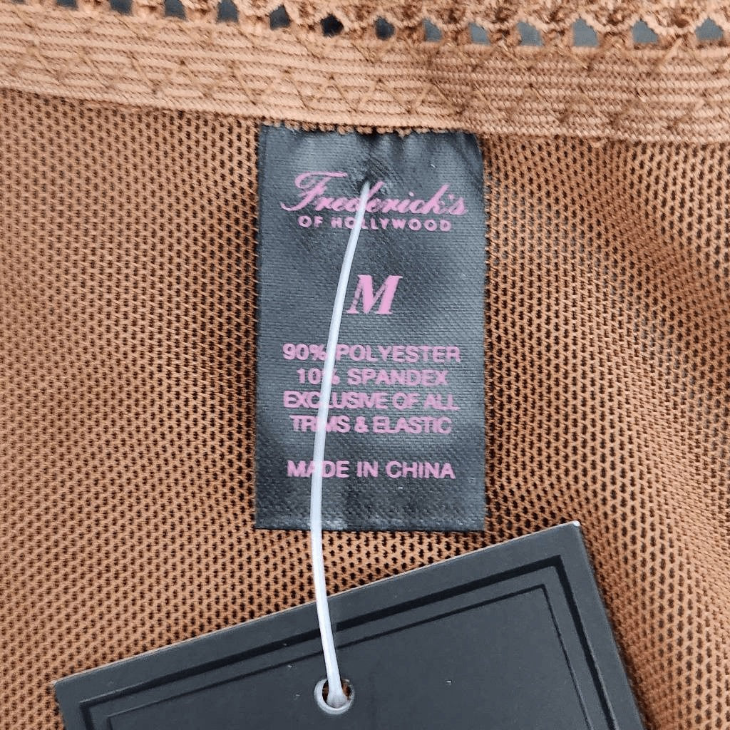 Frederick's of Hollywood Cocoa Sexy Sheer Mesh Bodysuit Size Medium NWT