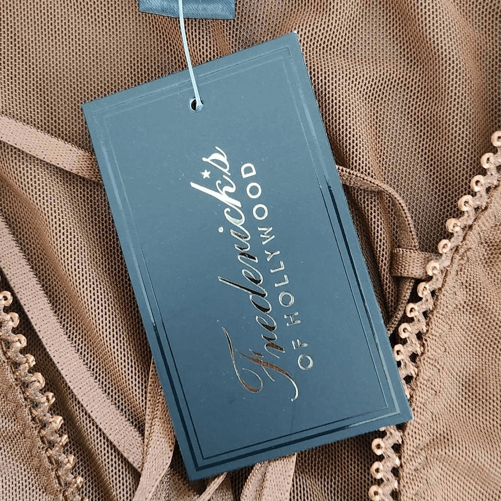 Frederick's of Hollywood Cocoa Sexy Sheer Mesh Bodysuit Size Medium NWT