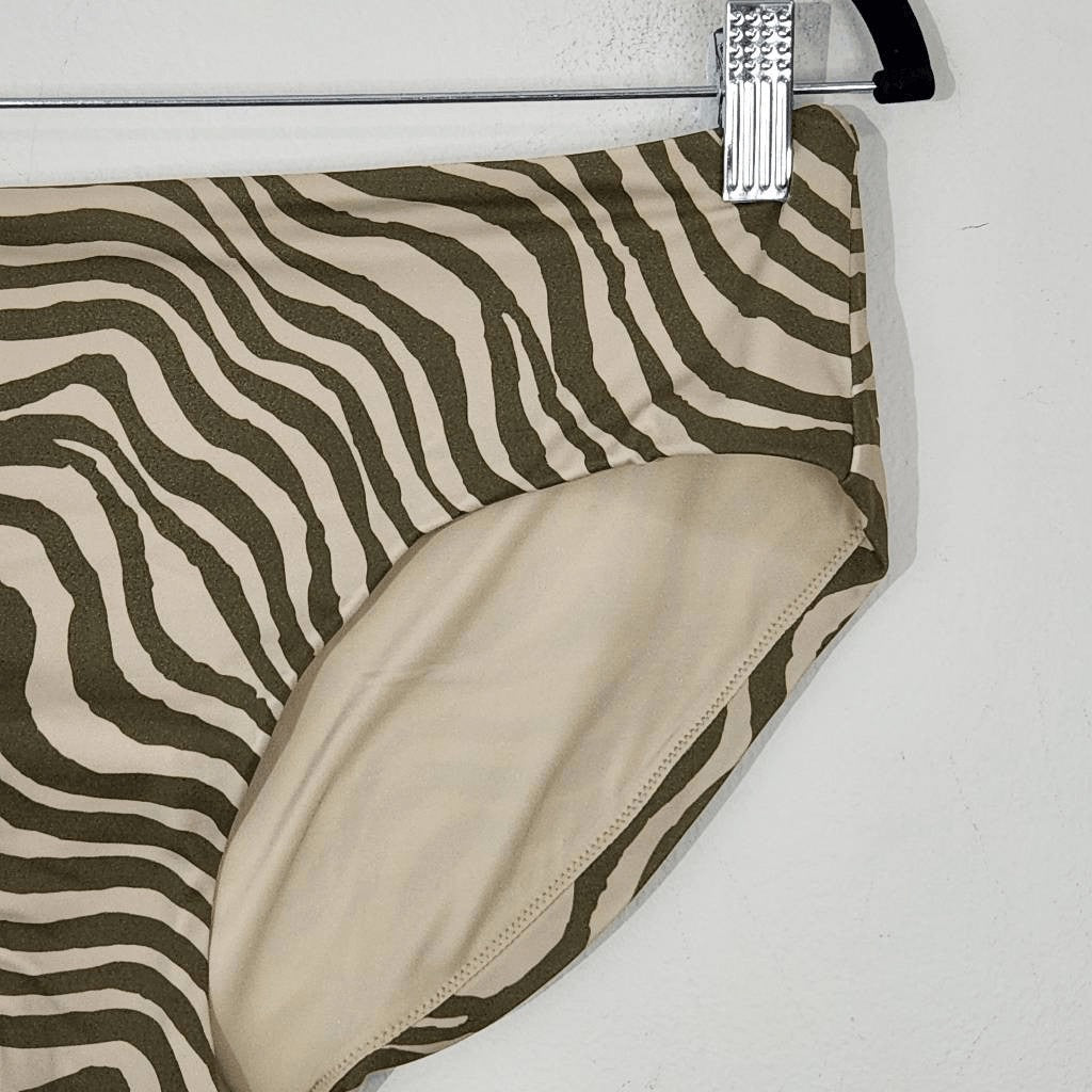 Andie Green and Tan Swim Bottom NWT Medium Green Stripe Andie Swim Bikini Bottom