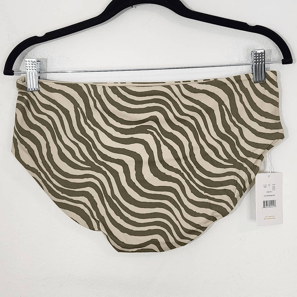 Andie Green and Tan Swim Bottom NWT Medium Green Stripe Andie Swim Bikini Bottom