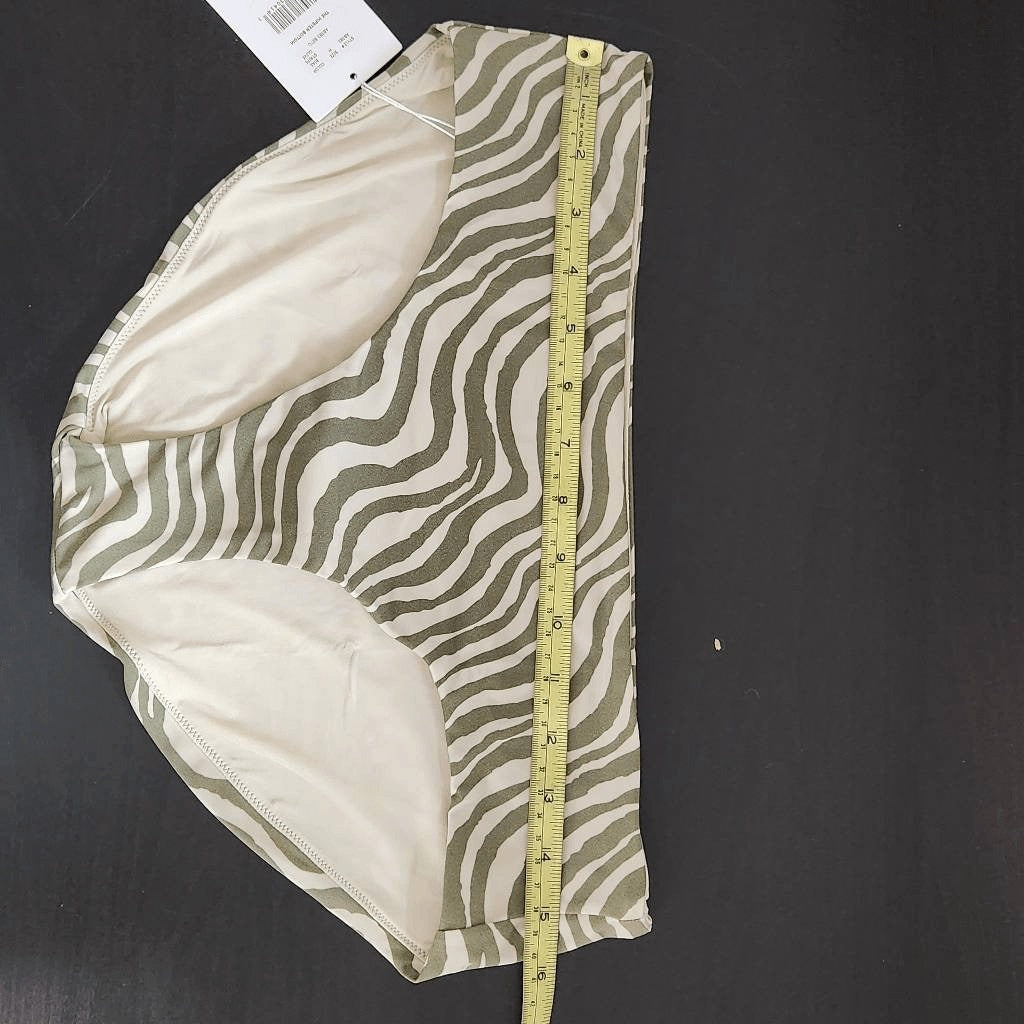 Andie Green and Tan Swim Bottom NWT Medium Green Stripe Andie Swim Bikini Bottom
