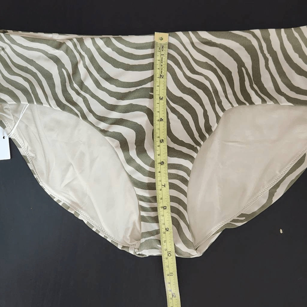 Andie Green and Tan Swim Bottom NWT Medium Green Stripe Andie Swim Bikini Bottom