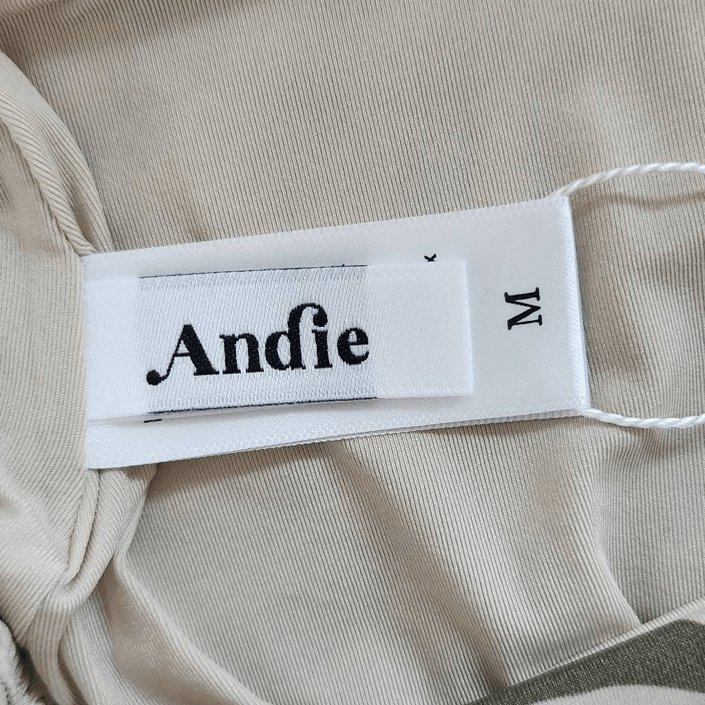 Andie Green and Tan Swim Bottom NWT Medium Green Stripe Andie Swim Bikini Bottom