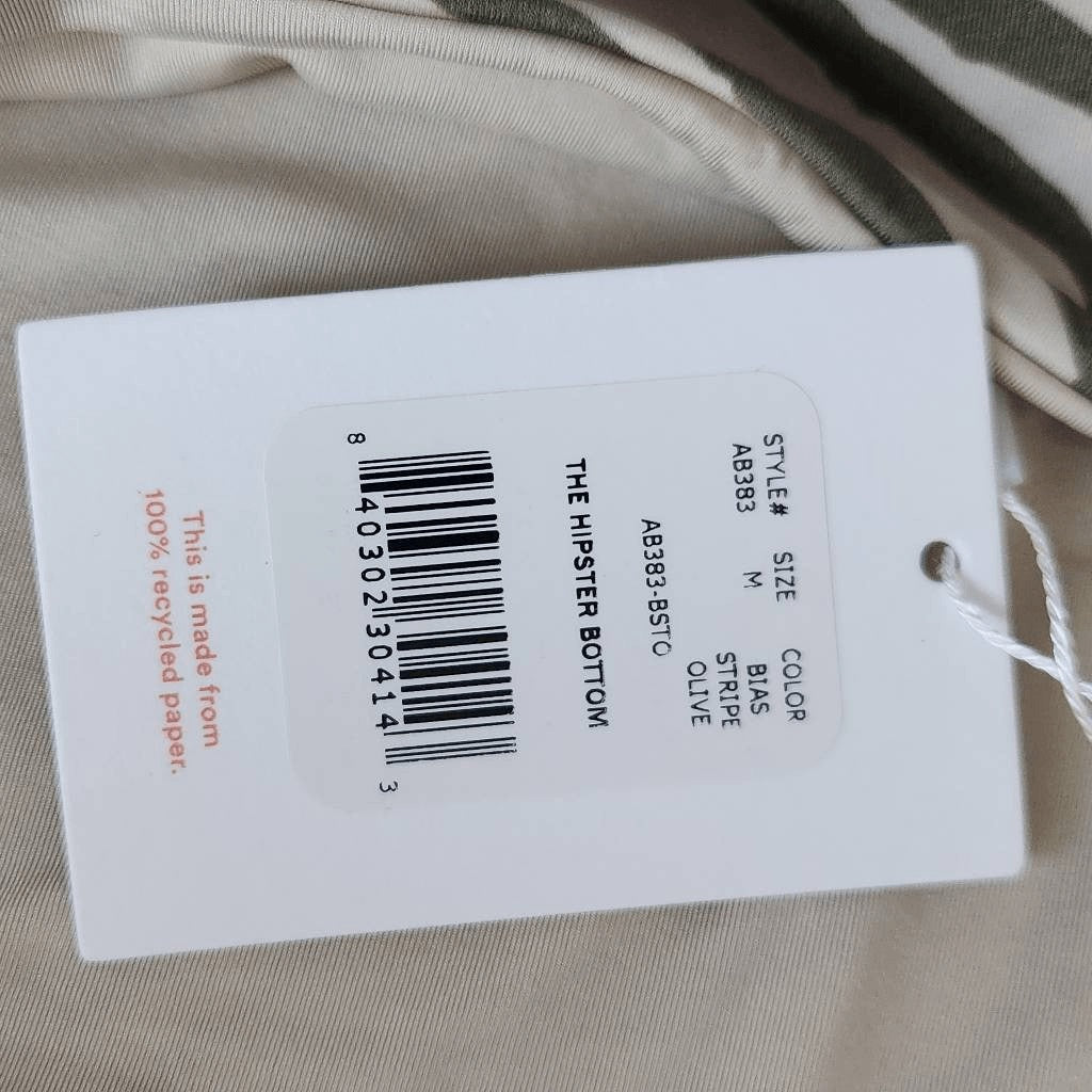 Andie Green and Tan Swim Bottom NWT Medium Green Stripe Andie Swim Bikini Bottom