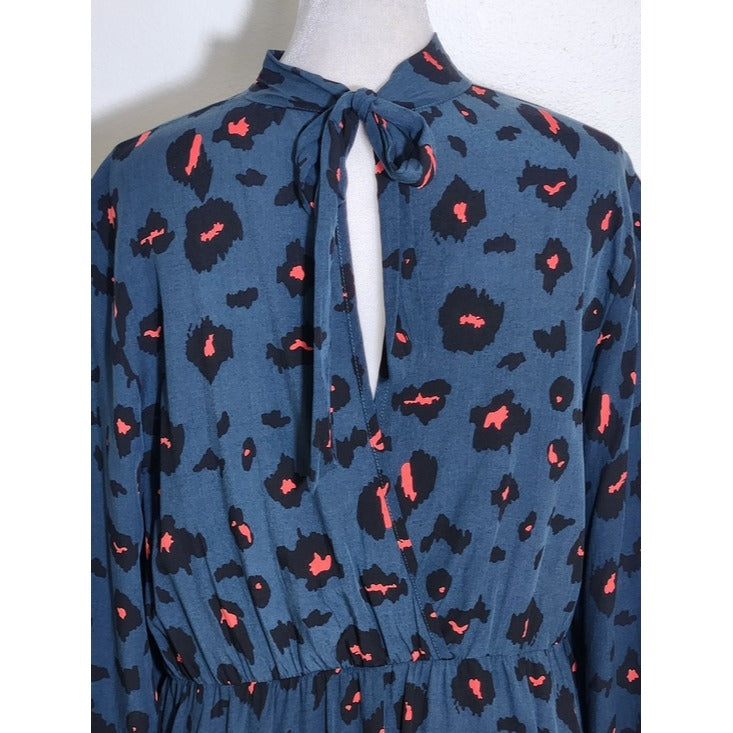 Shein Teal Blue Leopard Print Mini Dress Size Large
