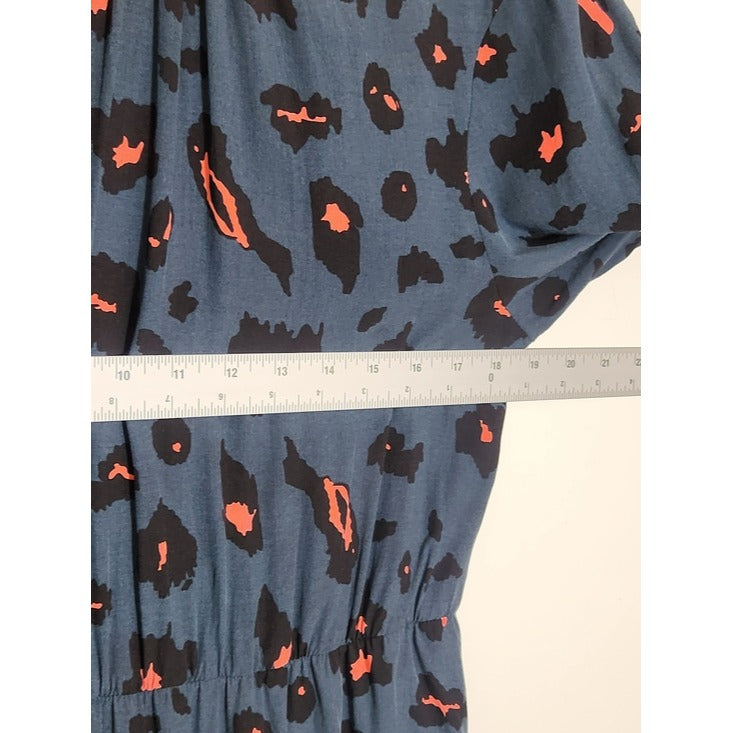 Shein Teal Blue Leopard Print Mini Dress Size Large