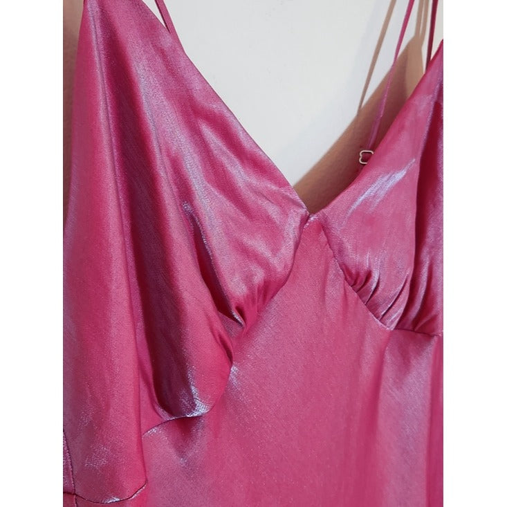 Wild Fable Iridescent Hot Pink Maxi Slip Dress Size XL